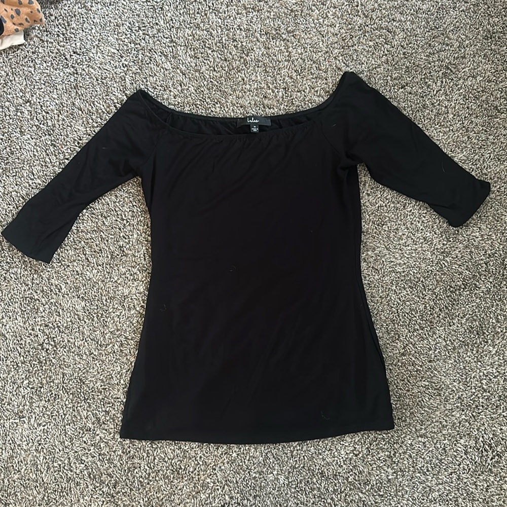 NWOT Elevated Essence Black Off-the-Shoulder Top